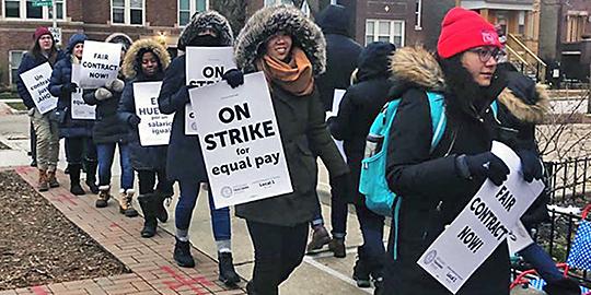 Acero charter school educators walk the picket line in Chicago