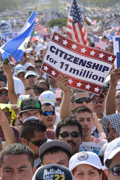 Immigrant rights activists marching on Washington in April