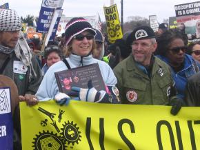 Gold Star Families for Peace co-founder Cindy Sheehan marching against the war in Washington D.C., September 17, 2007