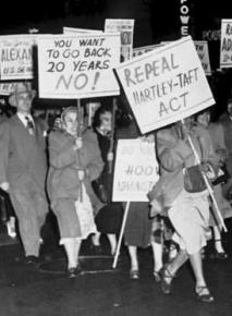 Members of the International Ladies Garment Workers Union march against Taft-Hartley