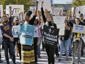 Google workers rally during their walkout